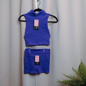 PLT Purple Structured Contour Sleeveless top Structured Contour Rib Hot Pants